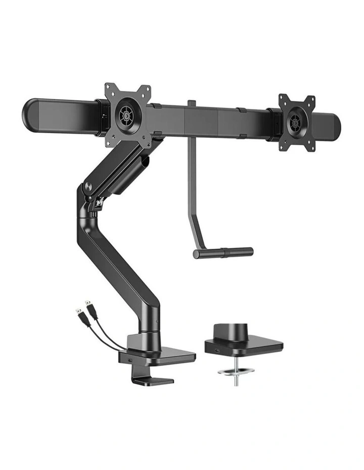 Brateck Noteworthy Dual Monitor Arm For 17-32 with USB Ports - Black image 1