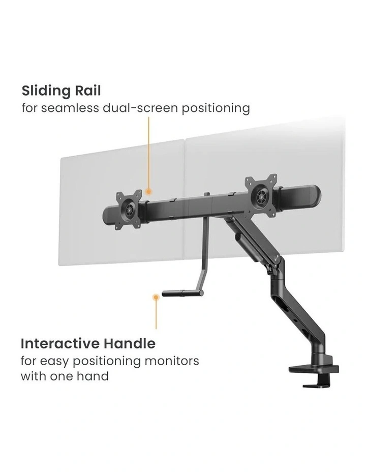 Brateck Noteworthy Dual Monitor Arm For 17-32 with USB Ports - Black image 2