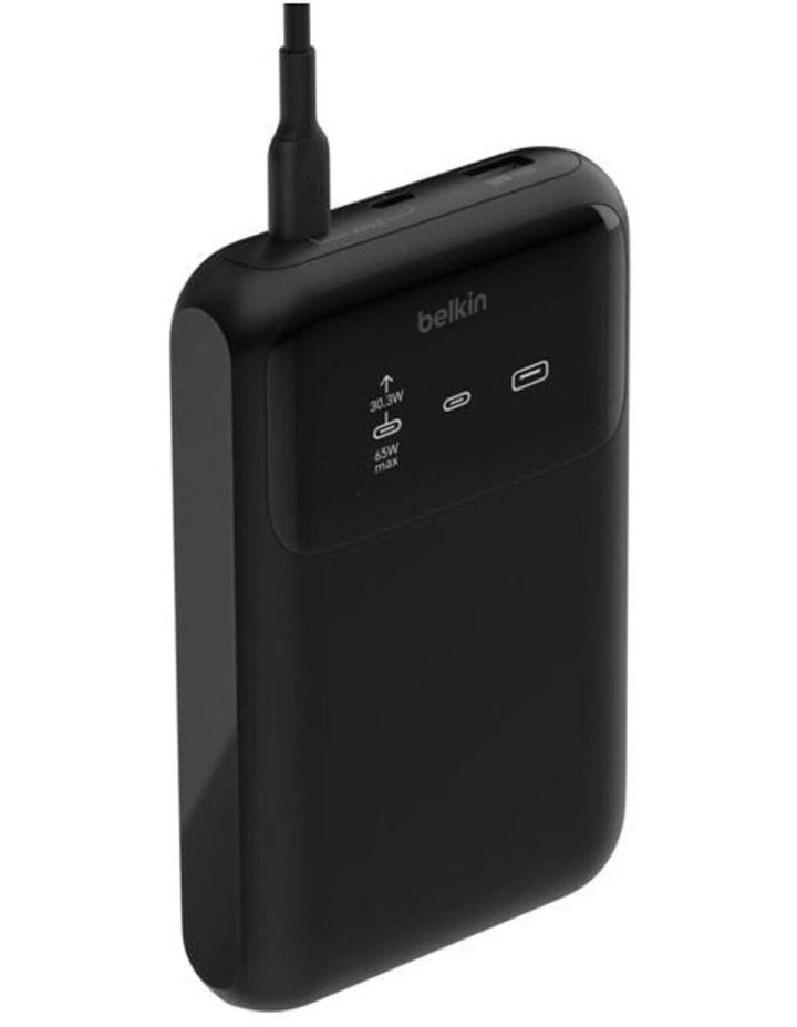 Belkin BoostCharge 20k mAh 65W Laptop Power Bank w/ 5cm Cable - Black image 2