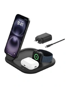 Belkin BoostCharge 3-in-1 Magnetic Foldable Wireless Charger - Black