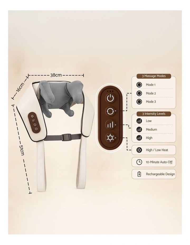 Livemor Neck Massager with Heat Pillow Shiatsu Shoulder Back Massager Pain Relief Tissue Kneading image 2