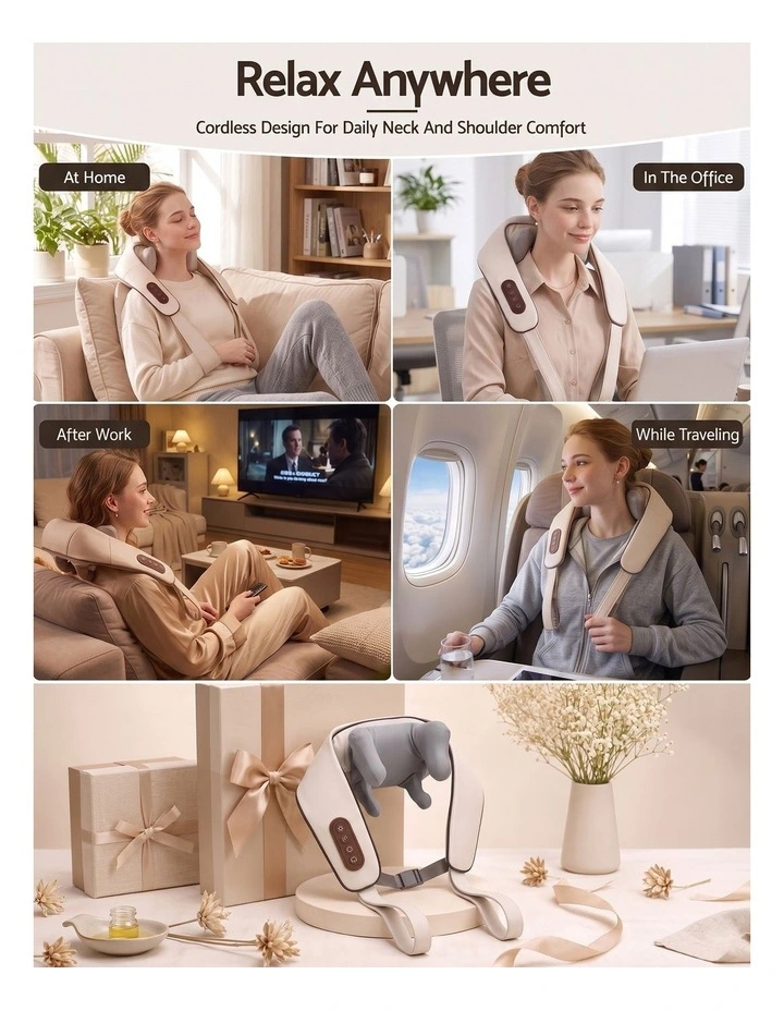 Livemor Neck Massager with Heat Pillow Shiatsu Shoulder Back Massager Pain Relief Tissue Kneading image 5