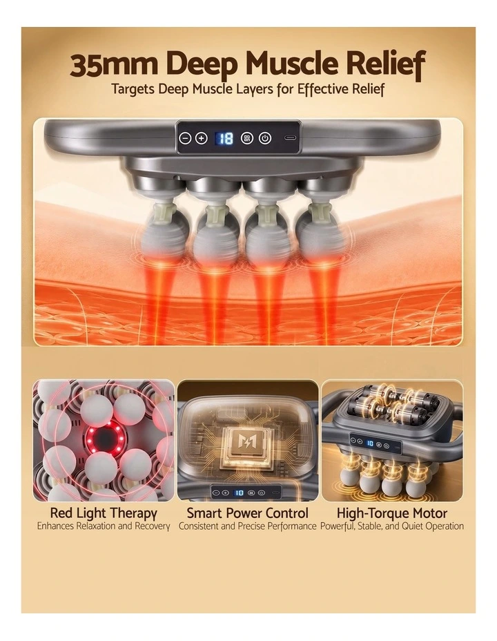 Everfit Deep Tissue Massager 16 Heads with 20 Intensities Deep Percussion Massage Gun Rechargeable image 4