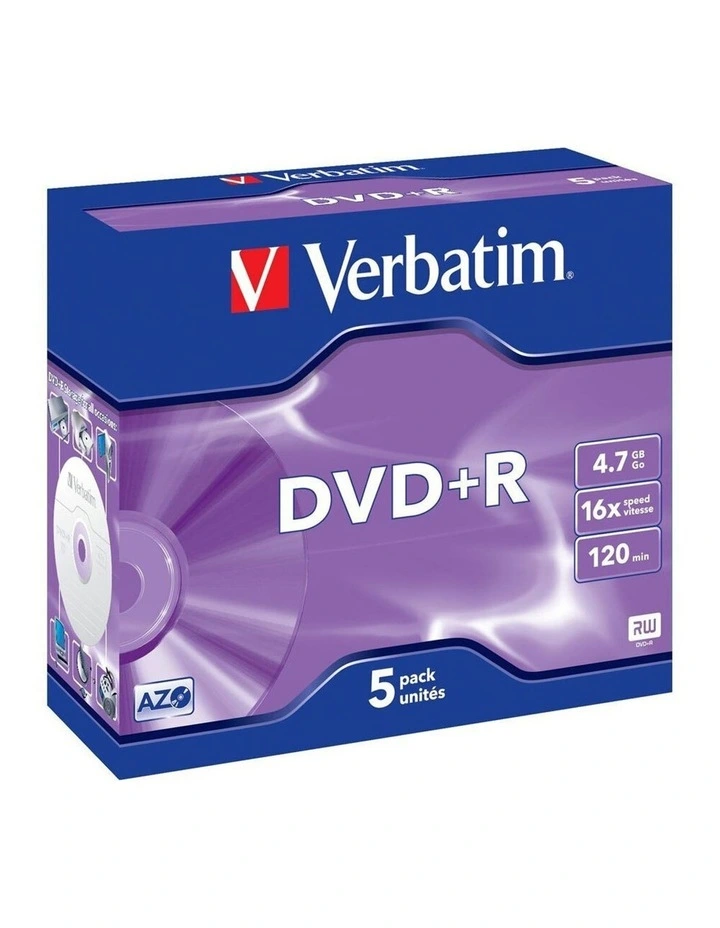 Verbatim 4.7GB 16x Speed DVD R Discs 5 Pack image 1