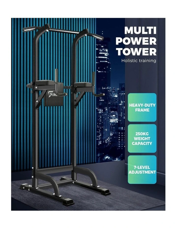Finex Power Tower Chin Up Bar Station Weight Bench Push Pull Up Knee Raise Gym image 5