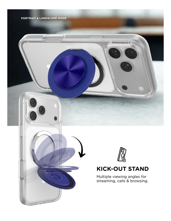 PopSockets PopGrip Kick-Out MagSafe Phone Grip & Stand (Swappable Top) - French Navy image 5