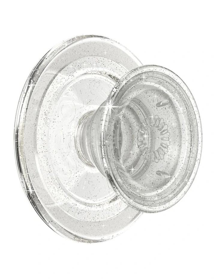 PopSockets PopGrip MagSafe Phone Grip Holder   Magnetic Adapter Ring (Swappable Top) - Clear Glitter image 1