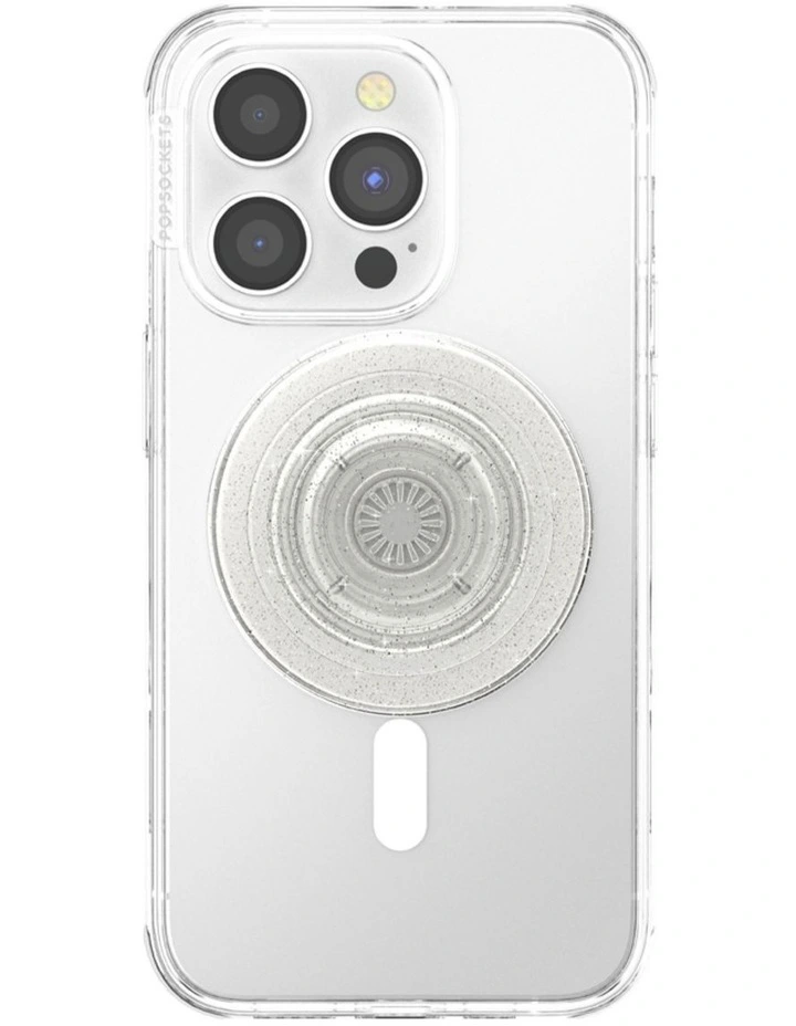 PopSockets PopGrip MagSafe Phone Grip Holder   Magnetic Adapter Ring (Swappable Top) - Clear Glitter image 2