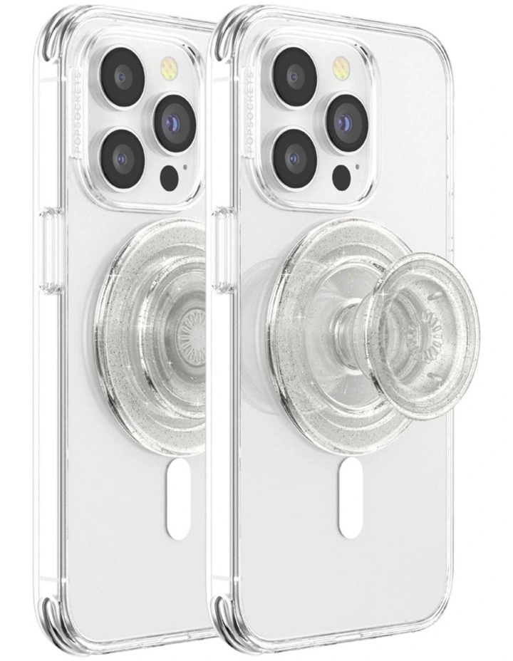PopSockets PopGrip MagSafe Phone Grip Holder   Magnetic Adapter Ring (Swappable Top) - Clear Glitter image 3