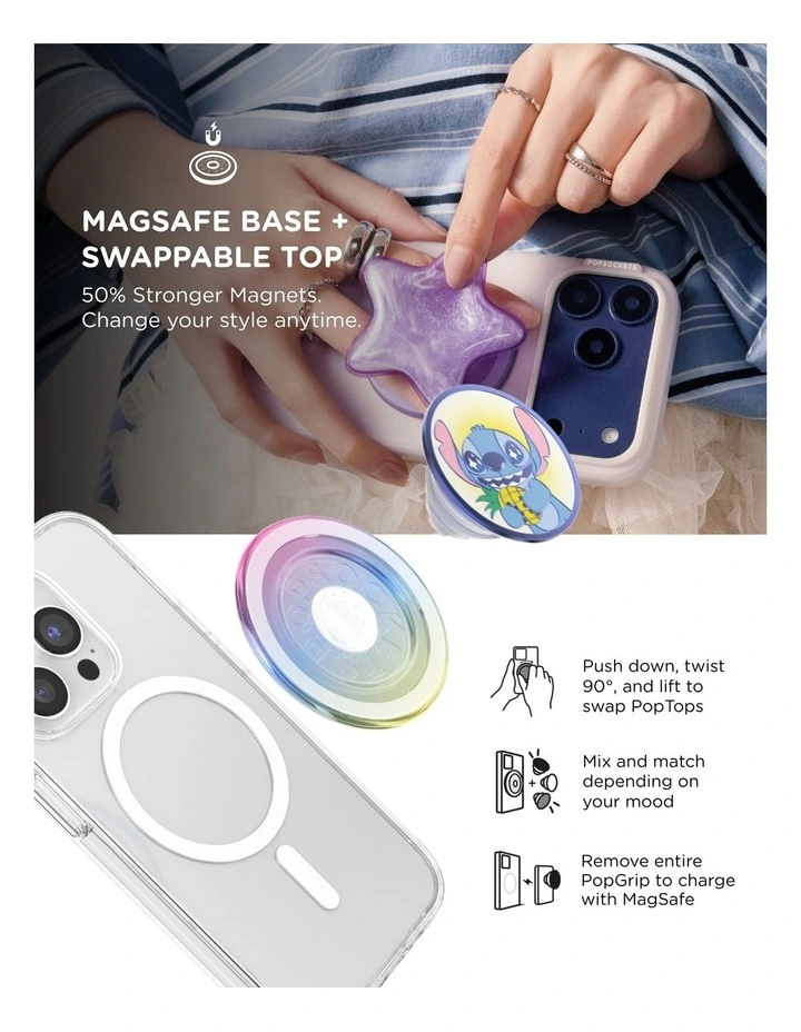 Stitch x PopSockets MagSafe Phone Grip   Magnetic Adapter (Swappable Top) - Stitch's Pineapple Bliss image 6