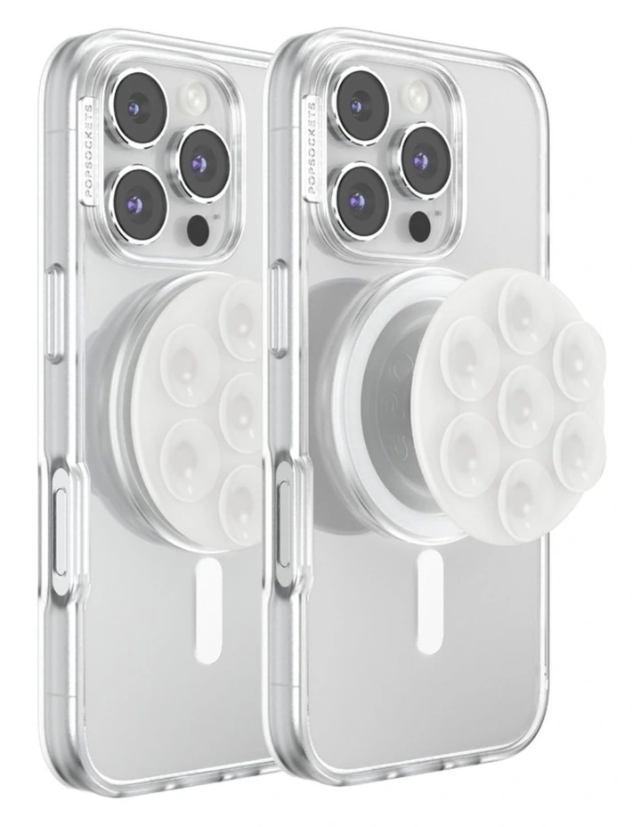PopSockets PopGrip SuckUp Suction MagSafe 3in1 Mount Grip Stand (Swappable Top) - Clear image 3