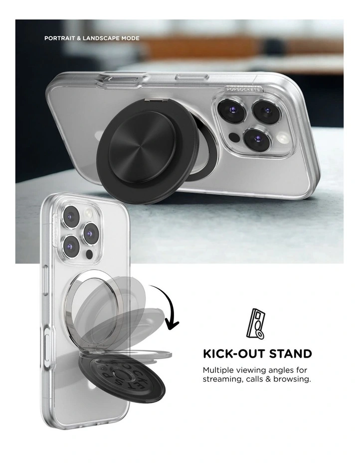 PopSockets PopGrip Kick-Out MagSafe Phone Grip & Stand (Swappable Top) - Radial Black image 5