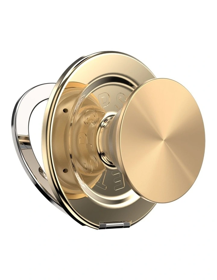 PopSockets PopGrip Kick-Out MagSafe Phone Grip & Stand (Swappable Top) - Aluminum Radial Gold image 1