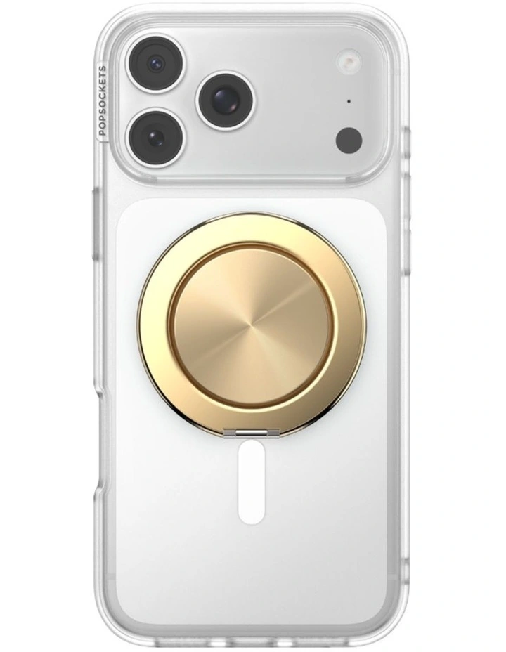 PopSockets PopGrip Kick-Out MagSafe Phone Grip & Stand (Swappable Top) - Aluminum Radial Gold image 2