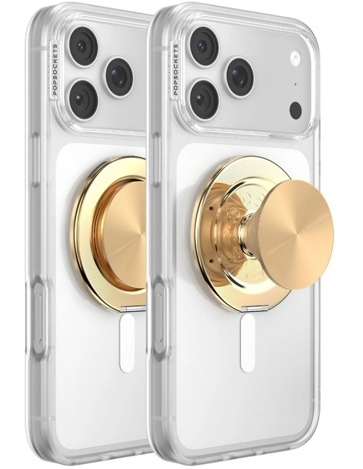 PopSockets PopGrip Kick-Out MagSafe Phone Grip & Stand (Swappable Top) - Aluminum Radial Gold image 3