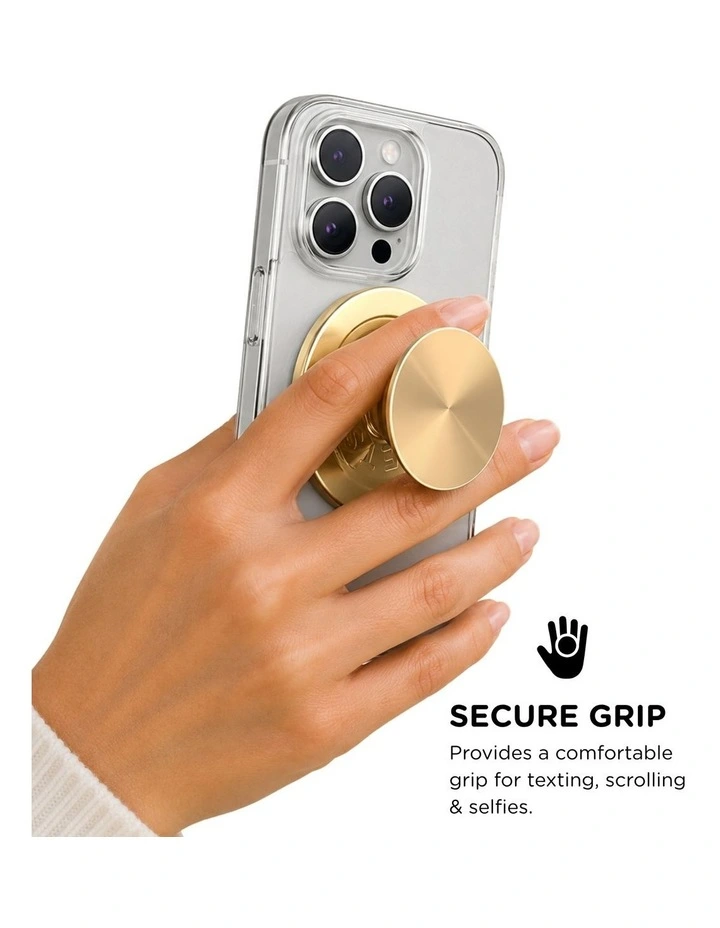 PopSockets PopGrip Kick-Out MagSafe Phone Grip & Stand (Swappable Top) - Aluminum Radial Gold image 4