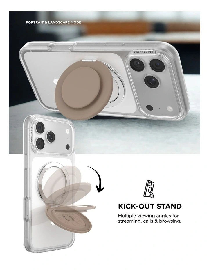 PopSockets PopGrip Kick-Out MagSafe Phone Grip & Stand (Swappable Top) - Latte image 5