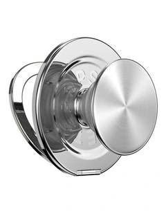 PopSockets PopGrip Kick-Out MagSafe Phone Grip & Stand (Swappable Top) - Radial Silver