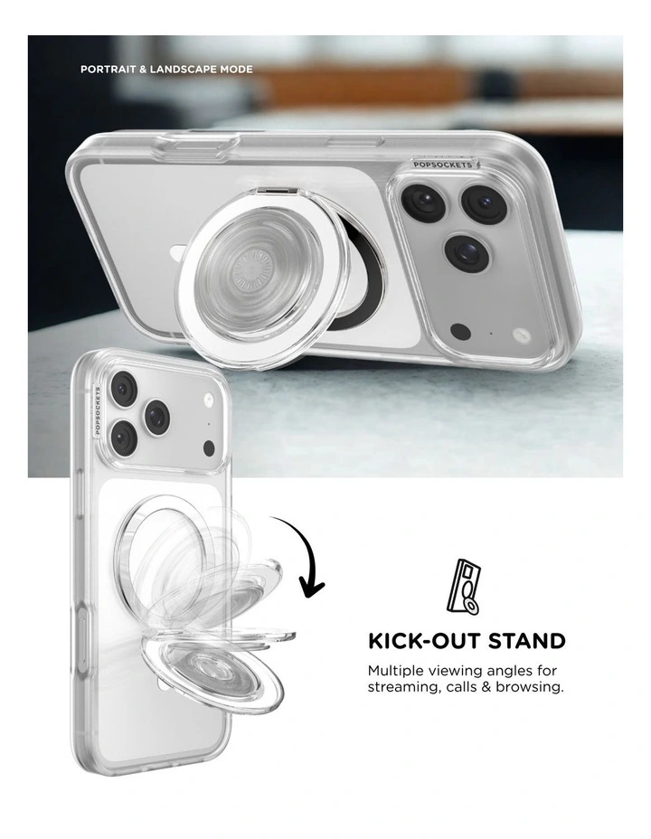 PopSockets PopGrip Kick-Out MagSafe Phone Grip & Stand (Swappable Top) - Clear image 5