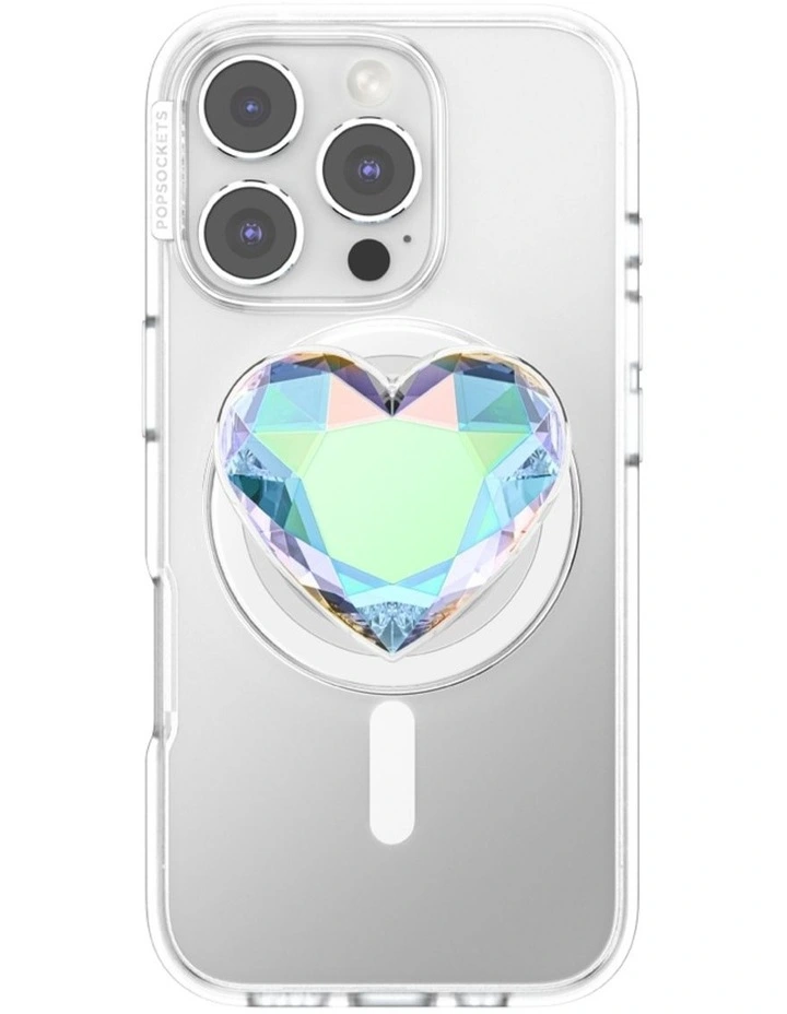 PopSockets MagSafe Phone Grip Magnetic Adapter Ring (Swappable Top) - Iridescent Dichroic Heart image 2
