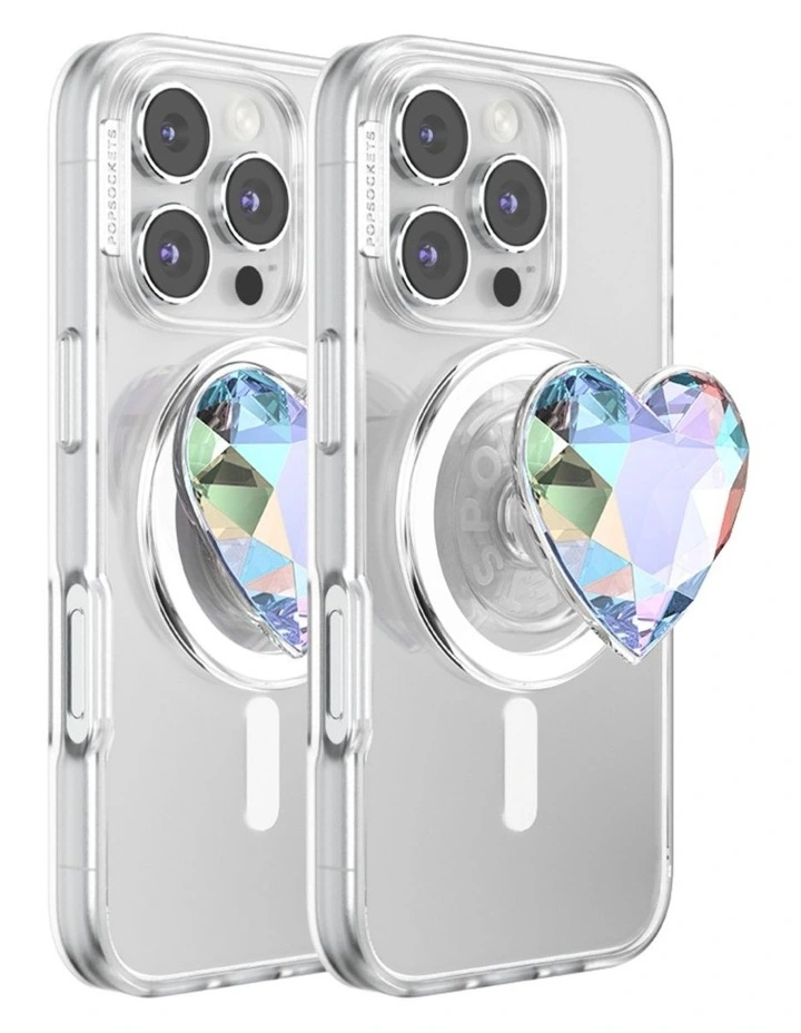 PopSockets MagSafe Phone Grip Magnetic Adapter Ring (Swappable Top) - Iridescent Dichroic Heart image 3