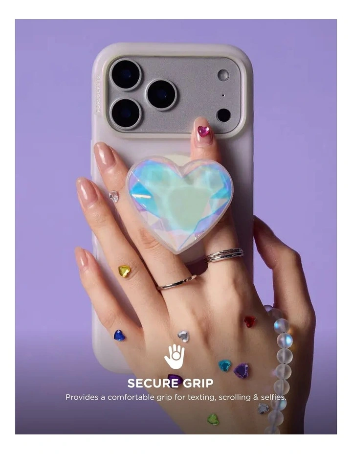 PopSockets MagSafe Phone Grip Magnetic Adapter Ring (Swappable Top) - Iridescent Dichroic Heart image 5