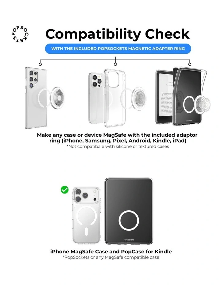PopSockets PopGrip SuckUp Suction MagSafe 3in1 Mount Grip Stand (Swappable Top) - Frost image 7