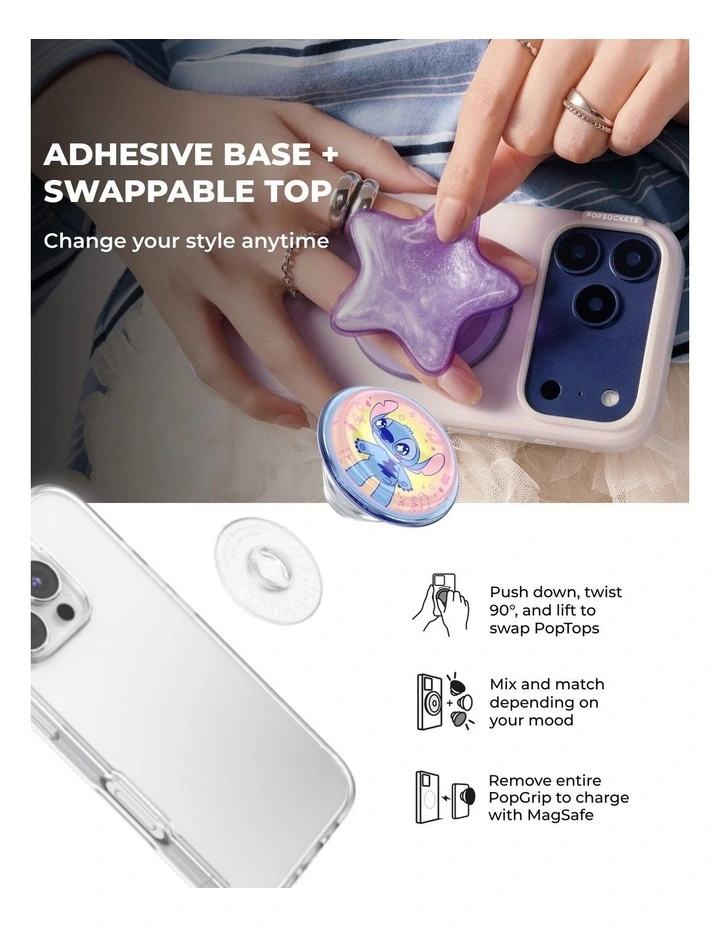 Stitch x PopSockets PopGrip Swappable Phone Grip & Holder - Jelly Star Stitch image 7