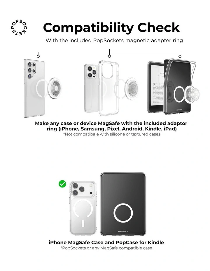 PopSockets MagSafe Phone Grip Magnetic Adapter (Swappable Top) - Squishy Tidepool Heart Lavender image 7