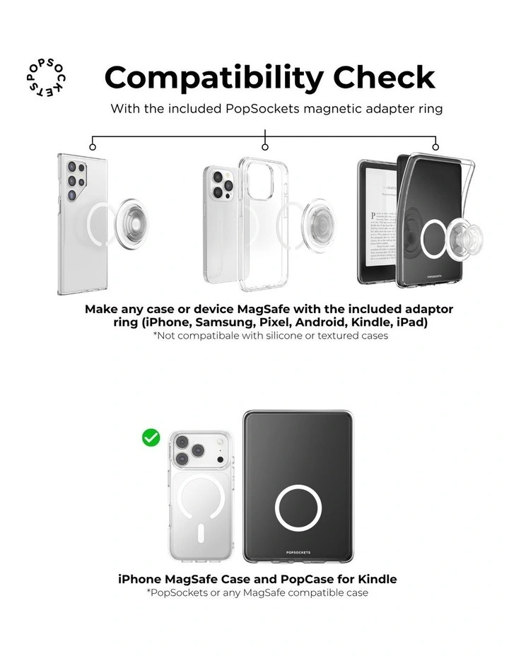 PopSockets MagSafe Phone Grip Holder   Magnetic Adapter Ring (Swappable Top) -  Aluminum Honeydew image 7