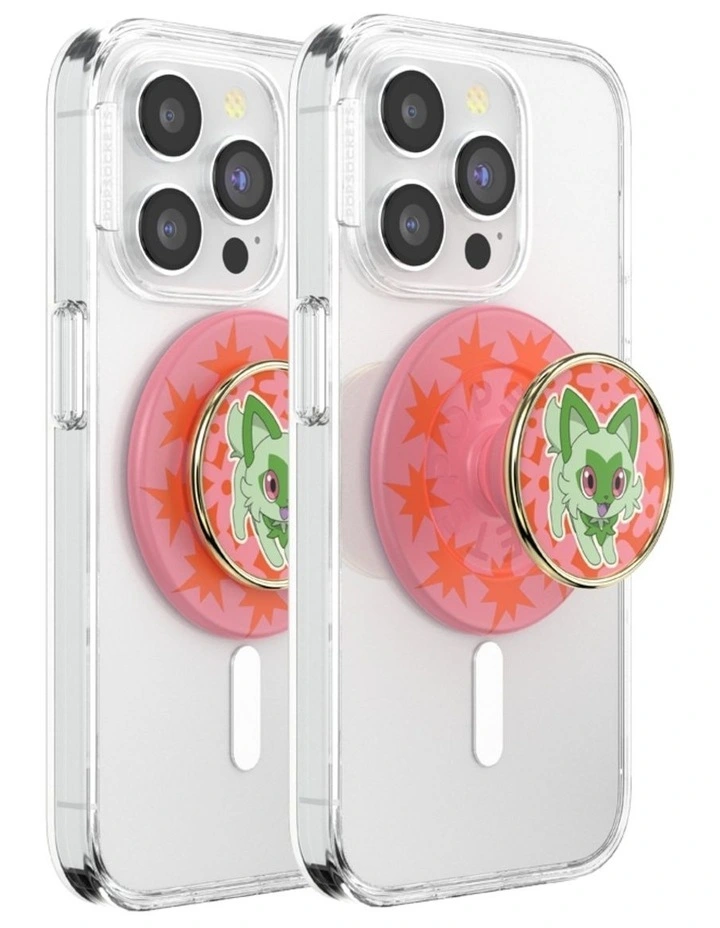 Pokemon x PopSockets MagSafe Phone Grip Magnetic Adapter Ring (Swappable Top) - Sprigatito Stretch image 3