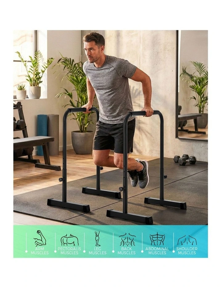 Finex Parallel Dip Bar Station Adjustable Dip Stand Station Push Up Gym Fitness image 5