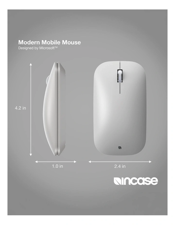 Incase Designed by Microsoft Bluetooth Modern Mobile Mouse - Platinum image 7