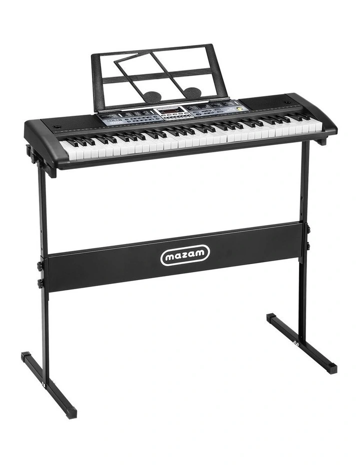 Mazam 61 Keys Electronic Piano Keyboard Lighted Electric Keyboards Holder Stand image 1