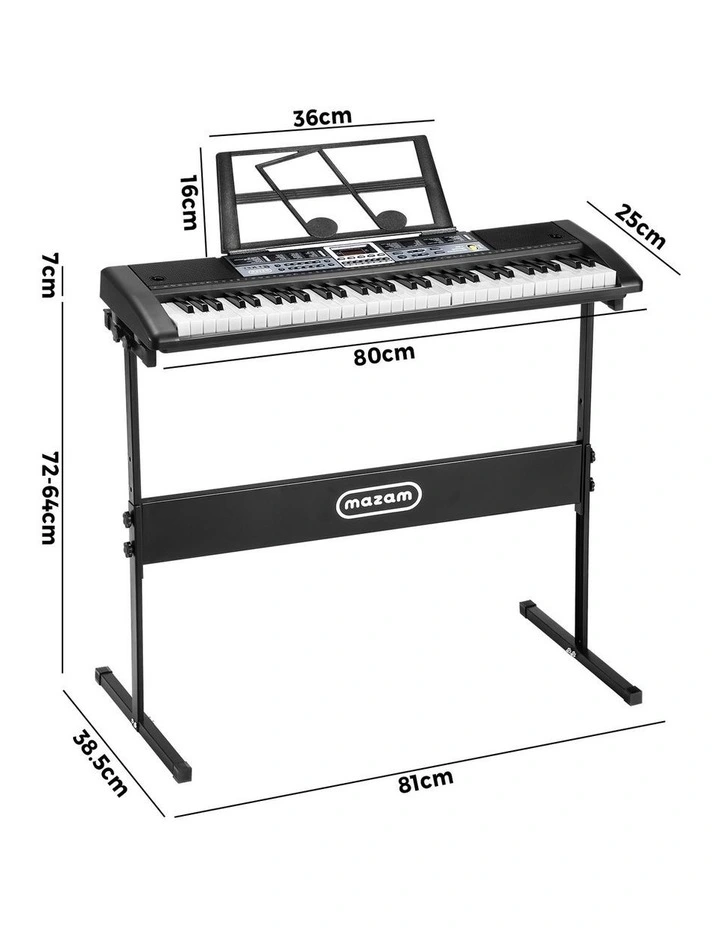 Mazam 61 Keys Electronic Piano Keyboard Lighted Electric Keyboards Holder Stand image 3