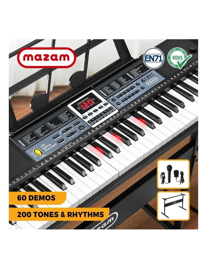 Mazam 61 Keys Electronic Piano Keyboard Lighted Electric Keyboards Holder Stand image 4
