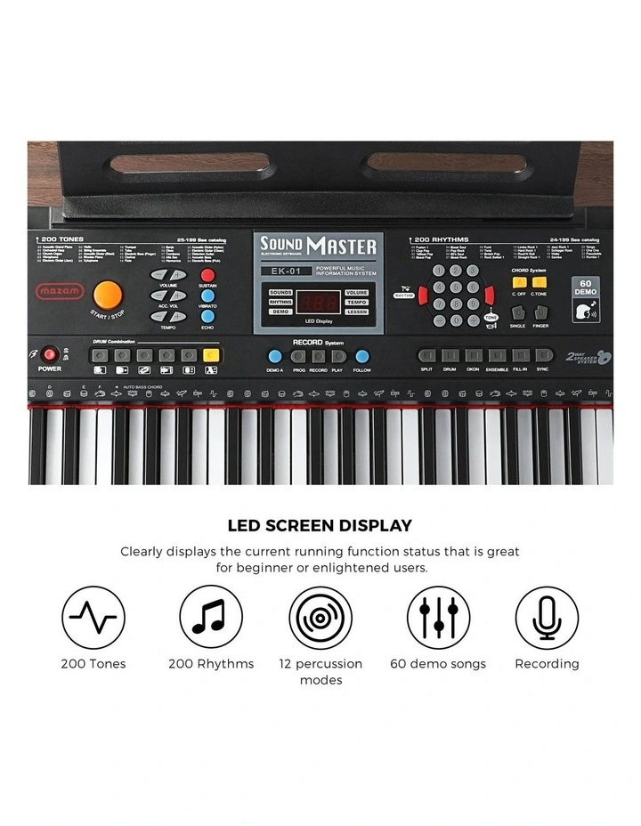 Mazam 61 Keys Electronic Piano Keyboard Electric Keyboards Beginner Kids Gift image 6