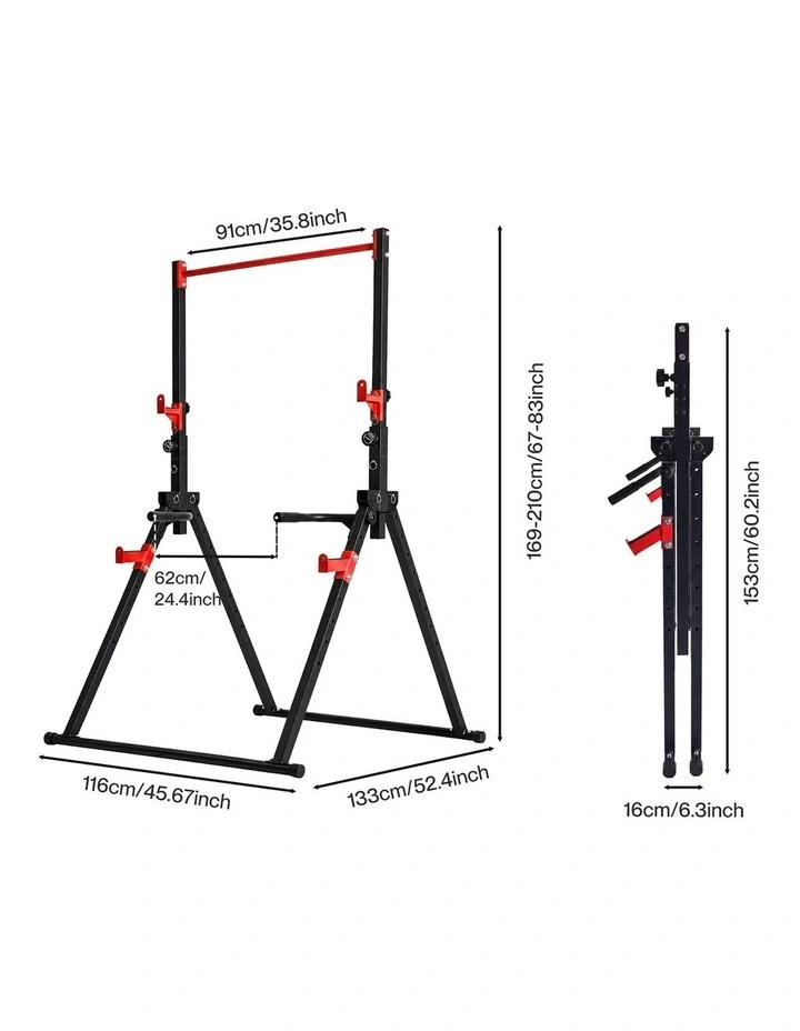Centra Foldable Power Tower Pull Up Dip Station Adjustable Height Home Gym 220kg image 2