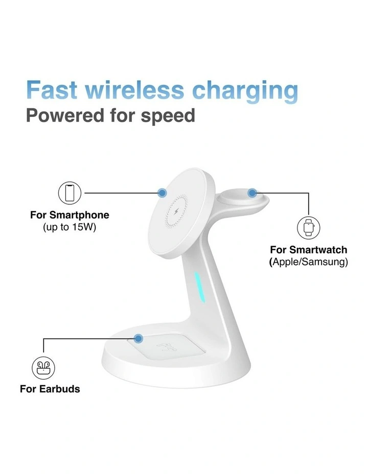Laser 15W 3 In 1 Magnetic Wireless Charging Stand WC-CS25WH-215 image 2