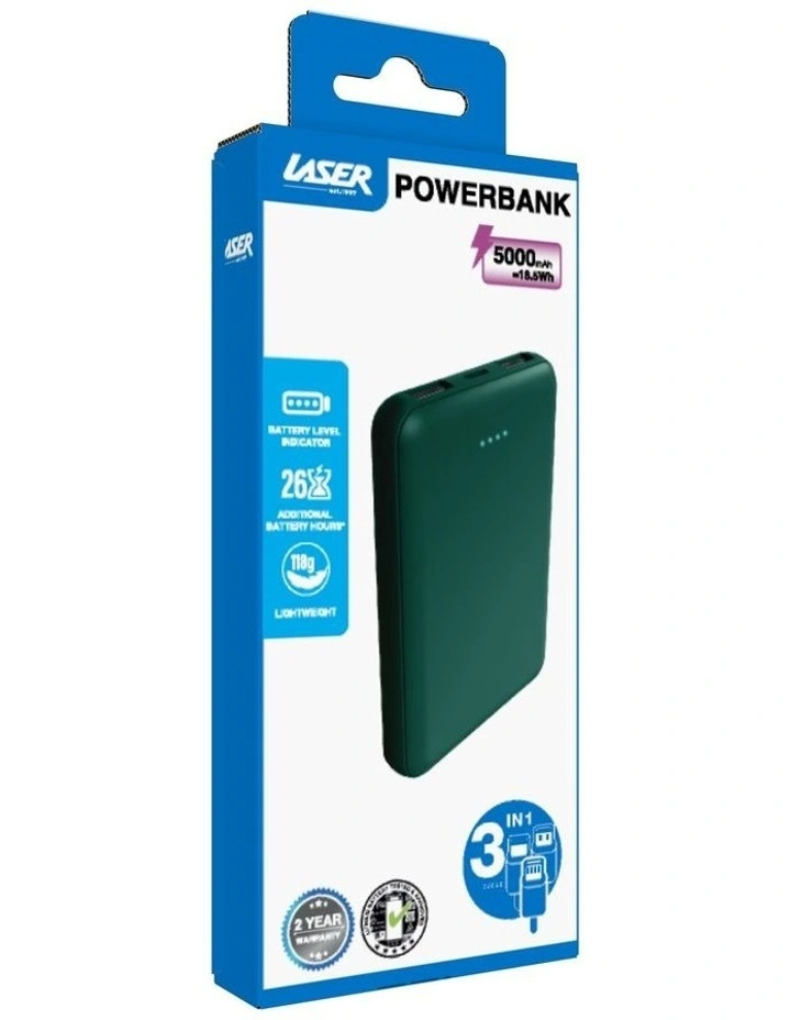 Laser 5000mAh Portable Power Bank Dual USB-A PB-5K24GR-308 image 7