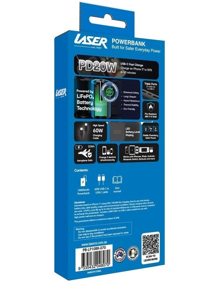 Laser 10000mAh LiFePO4 Power Bank PB-LP10BK-070 image 3
