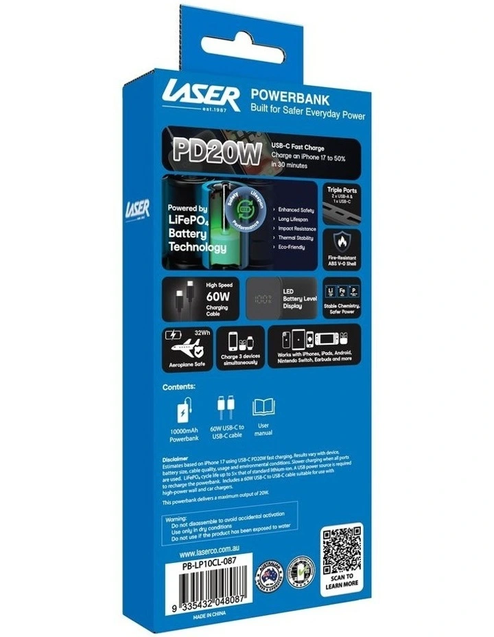 Laser 10000mAh 20W USB-C PD Power Bank PB-LP10CL-087 image 3