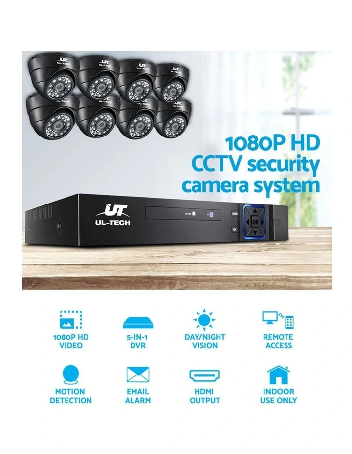 UL-TECH 1080P Security Camera System 8CH DVR with 8 CCTV Dome Cameras image 5