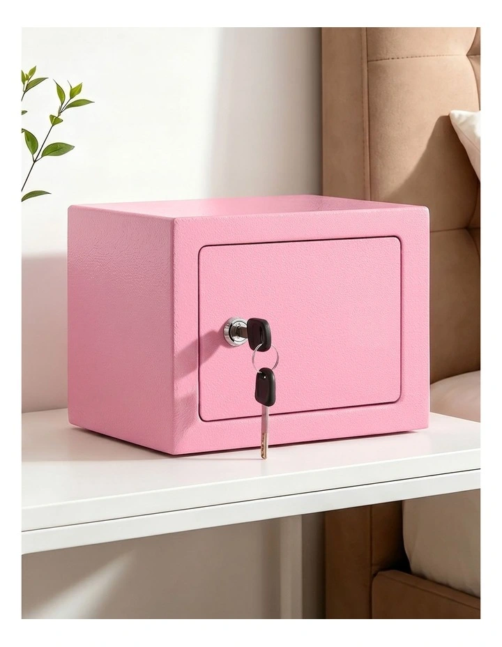 UL-Tech 6.5L Small Safe Box with Key Lock for Cash Mini Home Security Safe Pink image 3
