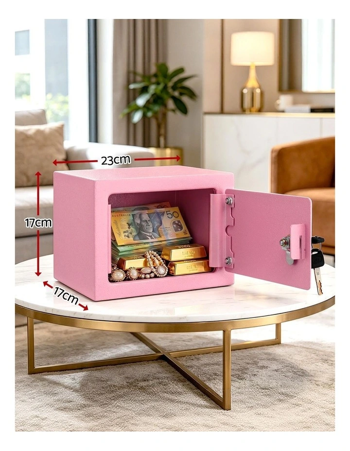 UL-Tech 6.5L Small Safe Box with Key Lock for Cash Mini Home Security Safe Pink image 4