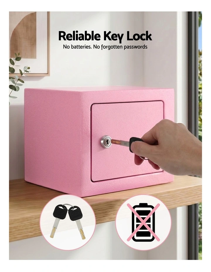 UL-Tech 6.5L Small Safe Box with Key Lock for Cash Mini Home Security Safe Pink image 6