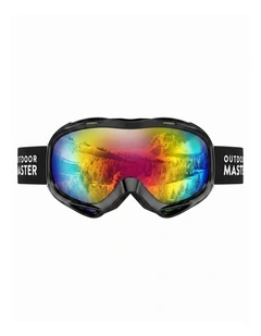OutdoorMaster Adult Youth OTG Anti-Fog UV400 Goggles for Ski Snowboard Black S