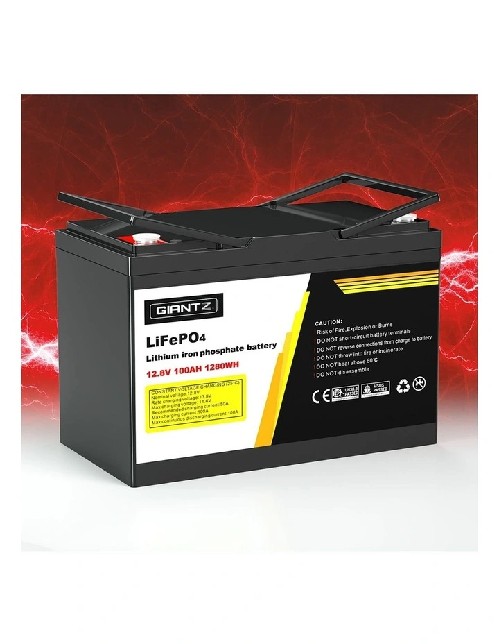 Giantz 12V 100Ah Lithium Battery LiFePO4 Deep Cycle Box Solar Caravan Camping image 3