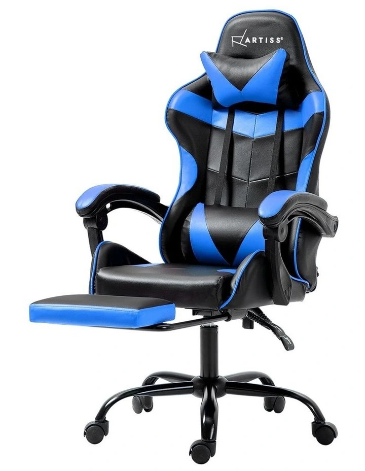 Artiss Gaming Office Chair Recliner Footrest Blue image 1