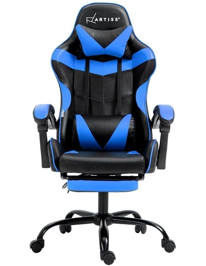 Artiss Gaming Office Chair Recliner Footrest Blue image 2